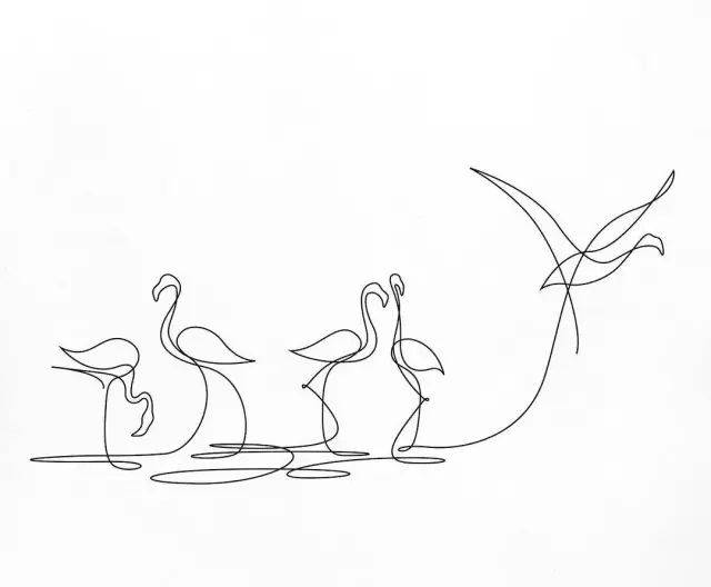 两个外国人仅用一条线画画,厉害!