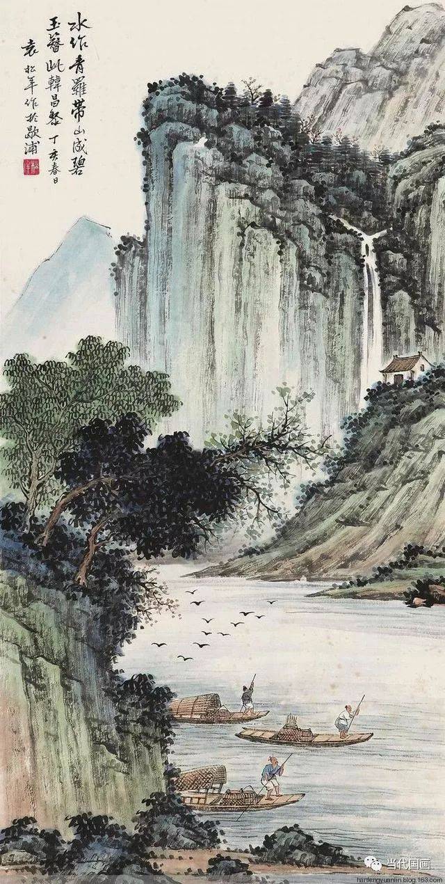 海派山水画家袁松年书画作品