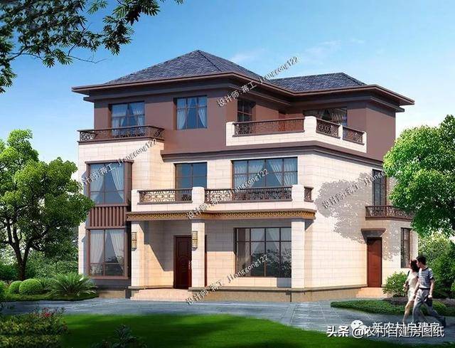 120平的三层别墅,2款案例25万和35万,时尚和经典中式你建哪款?