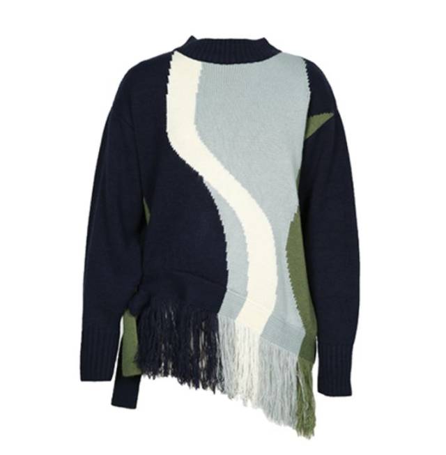 even vintage  摆流苏设计感打结撞色毛衣  参考价:536  可购于:www.