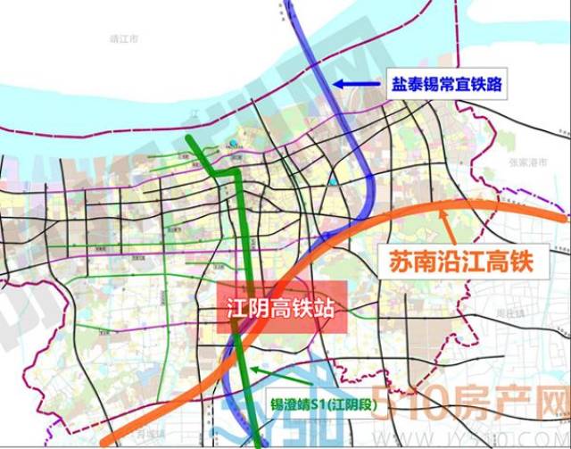 推送过苏南沿江高铁,盐泰锡常宜城际铁路,锡澄靖s1将在江阴高铁站交汇