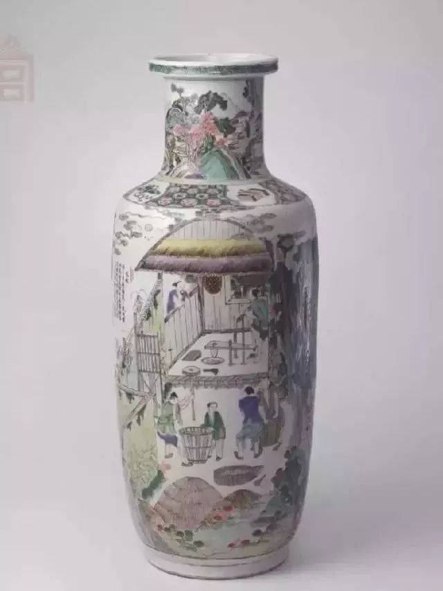 故宫博物院藏清康熙五彩耕织图棒槌瓶