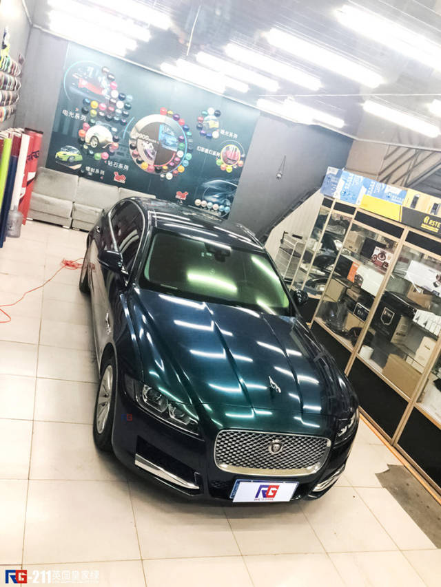 英伦绅士风捷豹xfl改色贴膜英国皇家绿