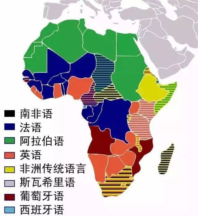 非洲官方语言分布图图片