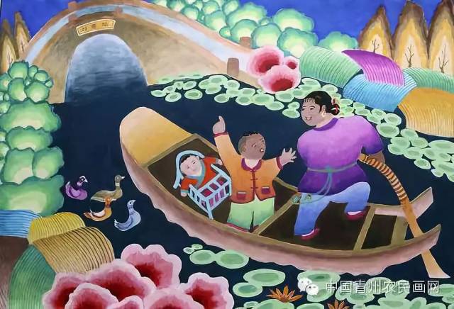 嘉兴秀洲农民画家朱建芬的画作《鸭乡春雨》在不久前举行的全国美展上