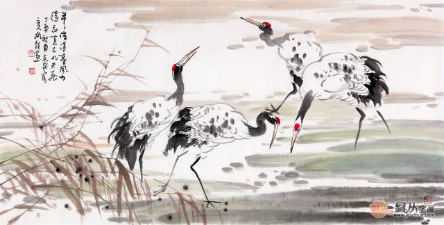 当代画鹤有名的画家 郭执铨精品仙鹤图赏析