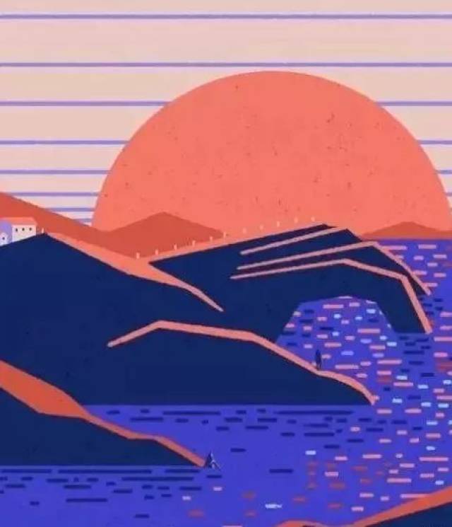 红蓝配色的极致插画,笔下的小世界,充满天马行空的想象