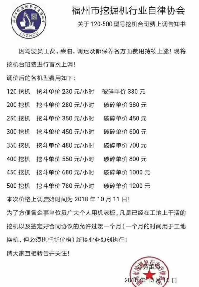 挖掘机台班费