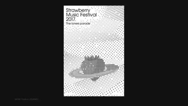 草莓音乐节的这张海报 就是用了点构成草莓来做主体物 并用点的大小来