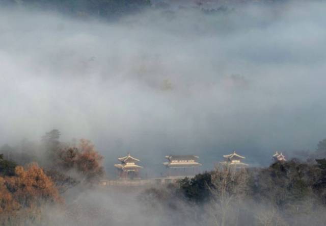 天接云涛连晓雾,叠叠江山问何洲. 山棒红盘破雾出,万树皆脱银霜衣.