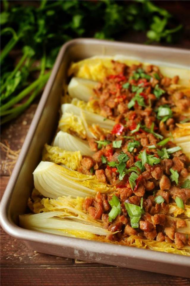 快手家常菜,肉末粉条蒸娃娃菜的做法