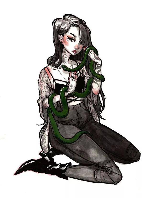 黑暗系少女插画