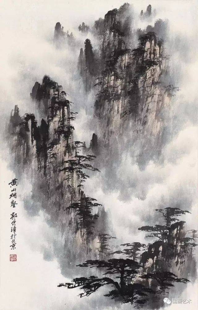 中国山水画黄山云海图片