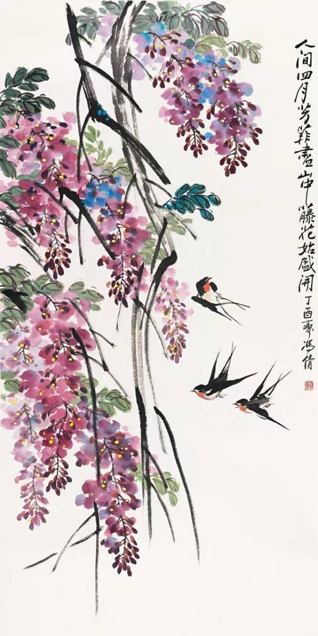 画家冯倩老师写意紫藤作品欣赏_搜狐网