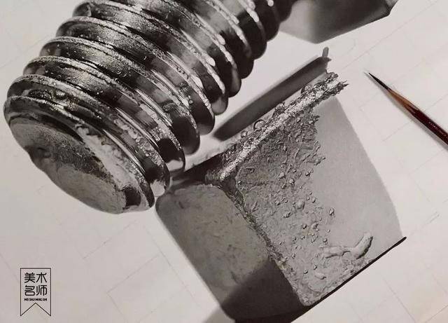 作品出神入化,宛如黑白照片 作品包括花了240小时(还未完成)的螺丝钉