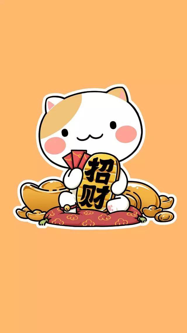 手机壁纸招财猫系列送给您祝您心想事成接好运