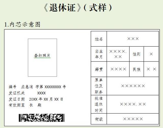 附件见下图:《干部证》《消防员证》《学员证》《退休证》(式样) -end