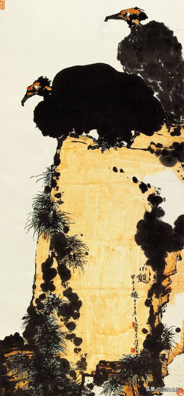 潘天寿指画《鹰》欣赏_搜狐网