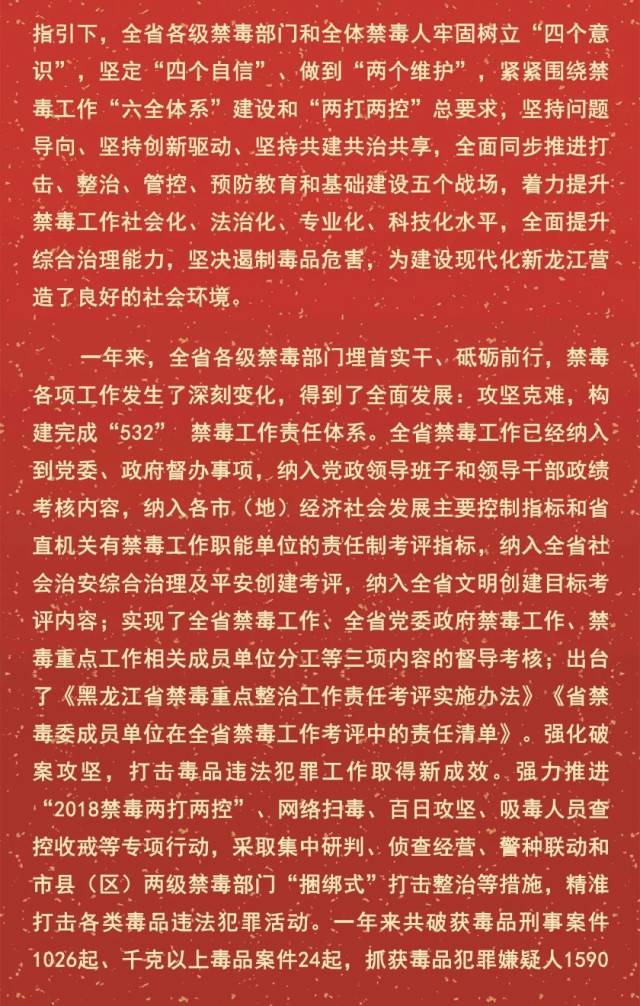 2019年黑龙江省禁毒工作新春寄语