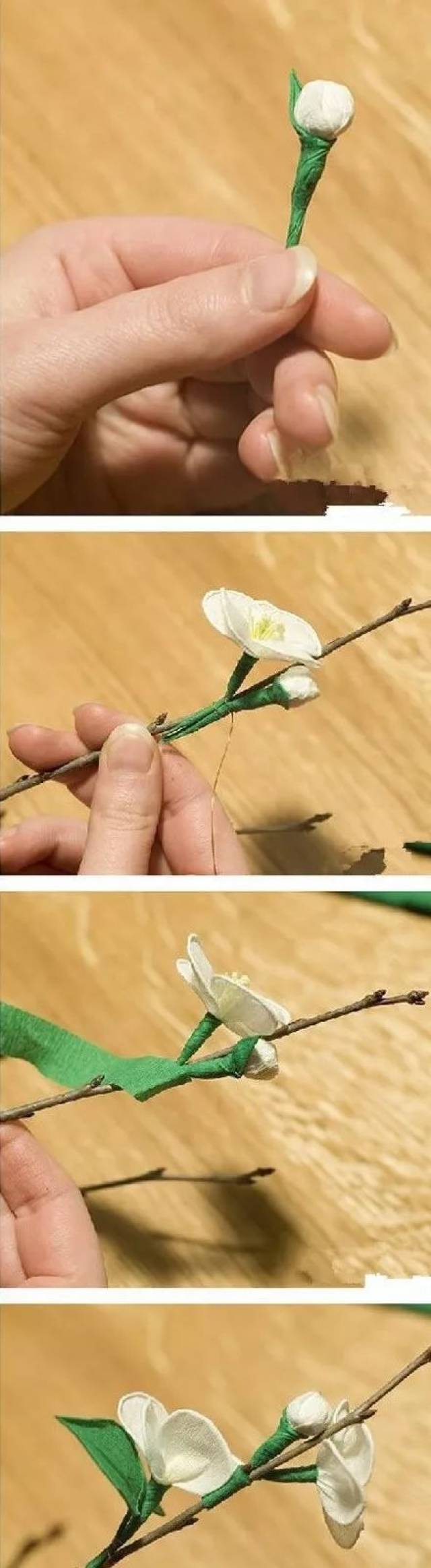 纸艺| 素雅山茶花,皱纹纸山茶花折纸教程