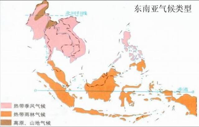 东南亚地处热带,中南半岛大部分地区为热带季风气候