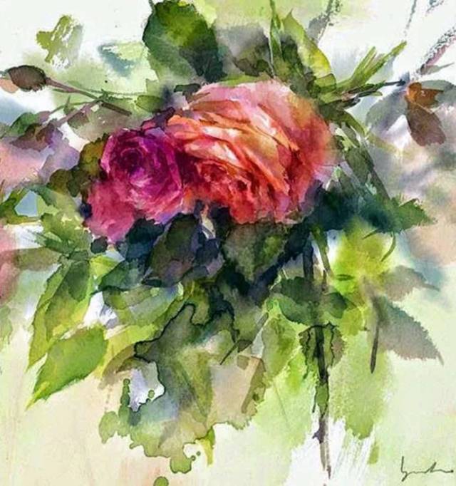 她的水彩花卉，太美啦！_搜狐网