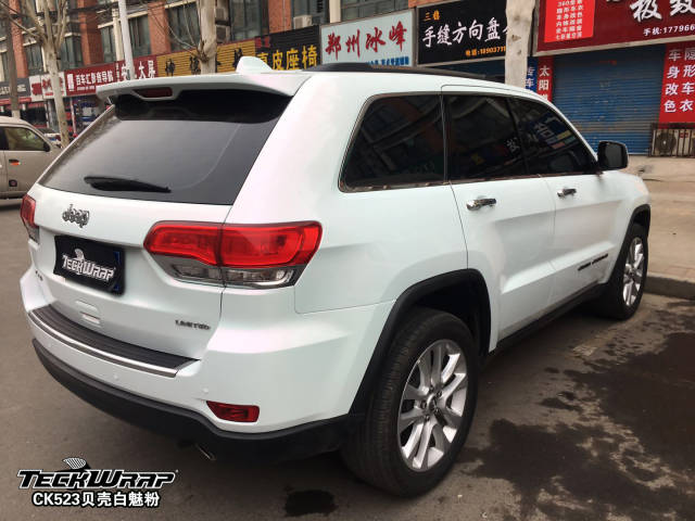 jeep大切諾基汽車改色美國禿鷹teckwrapck523貝殼白魅粉