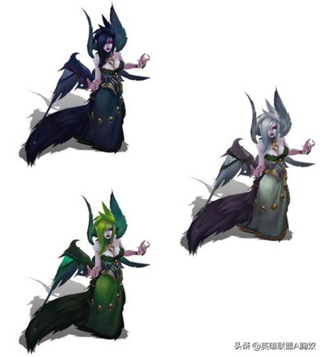 而莫甘娜的胜利女神,鬼魂新娘,紫金罗刹,魅惑女巫四款皮肤原画改动较
