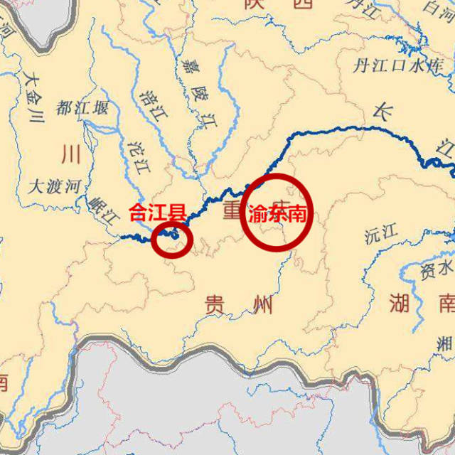 我们发现长江就从贵州北部经过,其中距离最近的位置在赤水市,这里距离