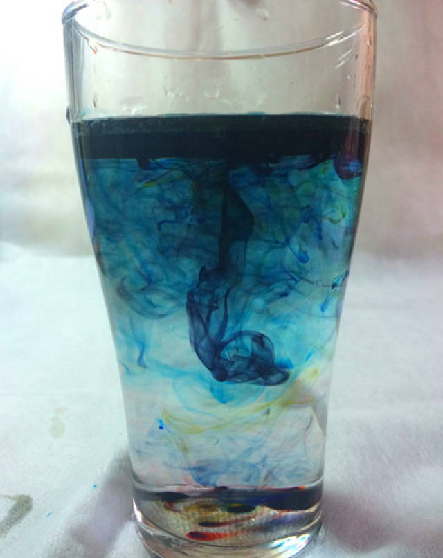 实验六 油水烟花 材料:食用色素,食用油,温水 取少量油,选取三种颜色