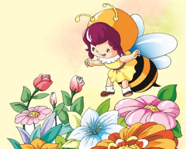 小蜜蜂采花蜜怎么画图片