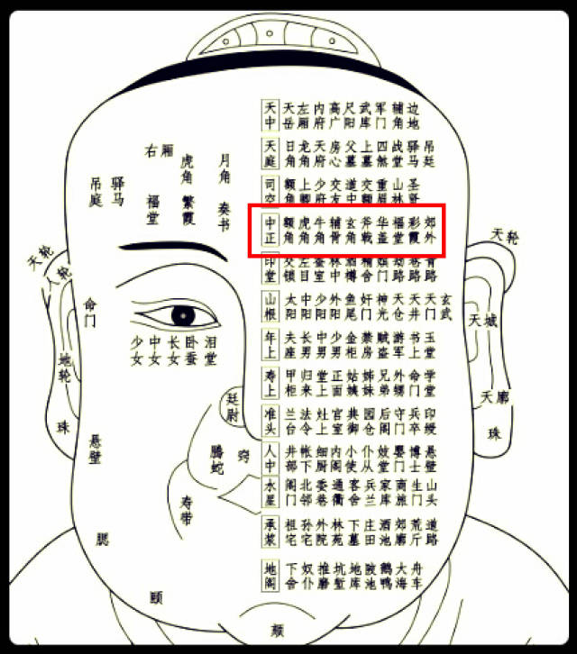 《麻衣神相》十三部位总图歌·简释