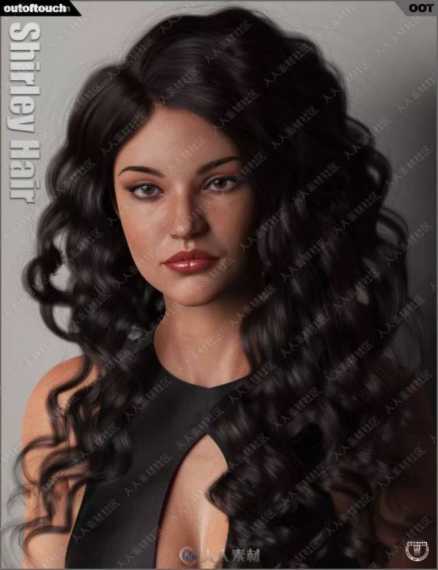 素材多种颜色美丽超长大波浪卷发3d模型