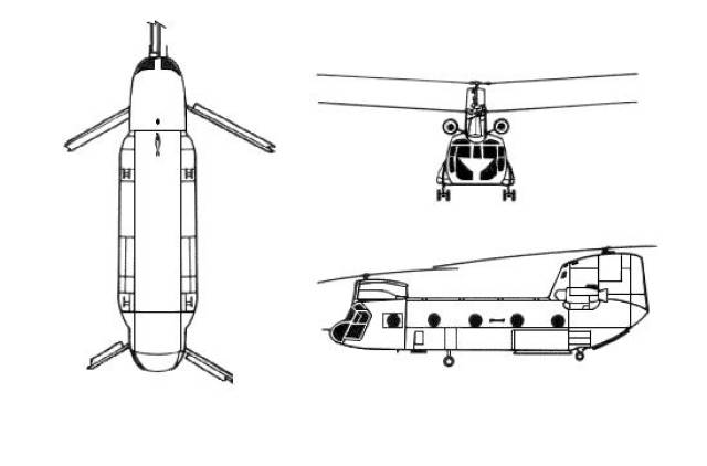 运输直升机三视图图片