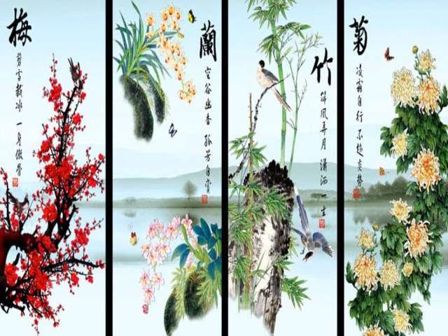 四君子 日本画 竹と花 そしてまた竹を練習する。 四君子はずっと練習する。 何回描いて