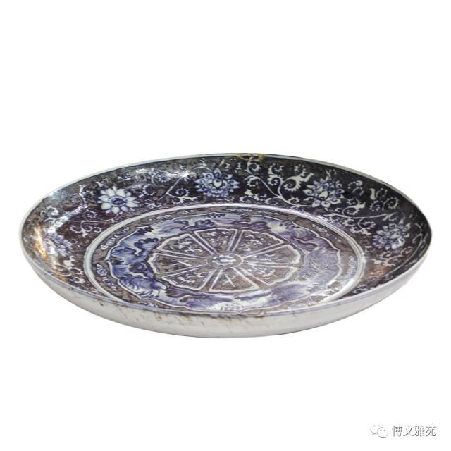 中国美術 青花 纏枝蓮花紋 折口盤(A684) 缠枝莲花海水八宝纹大盘_搜狐网