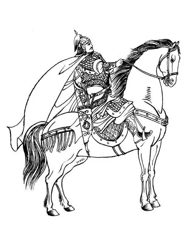将军骑马简笔画古代图片
