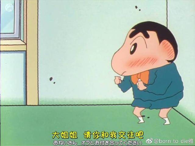蜡笔小新撩大姐姐表情包:大姐姐,请你和我交往吧