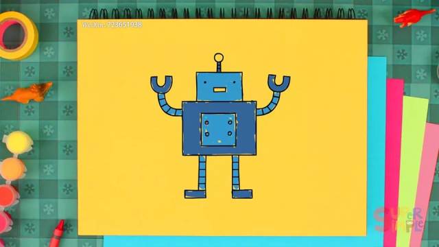 简笔画《04 学画机器人 draw a robot》看动画学英文