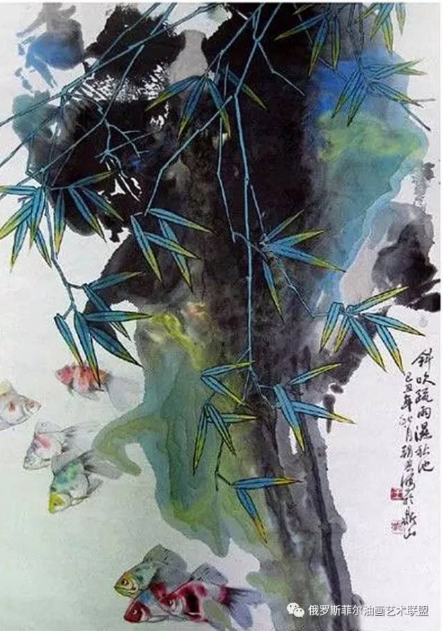 臻达精妙中国画家王朝兴泼墨重彩画作品欣赏