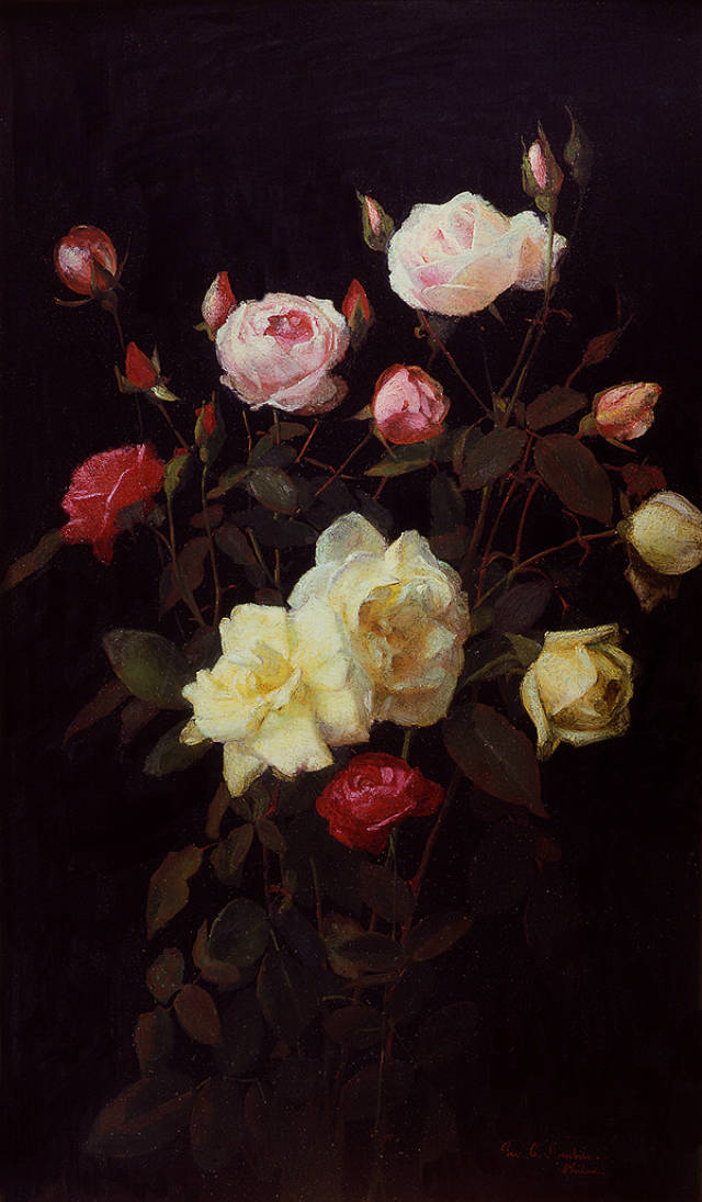 美国画家 george cochran lambdin 花卉油画作品欣赏