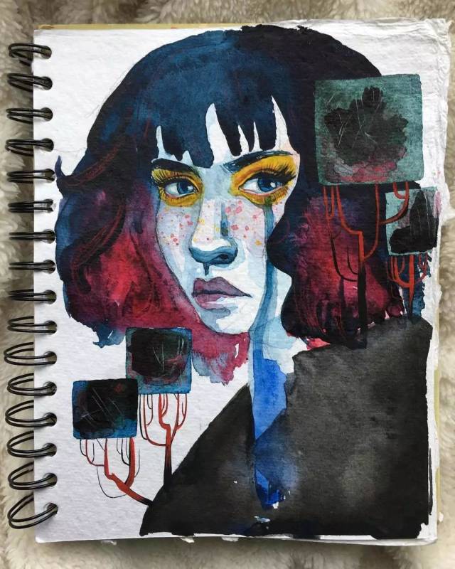 这么好看的水彩画,怎么看着很恐怖?