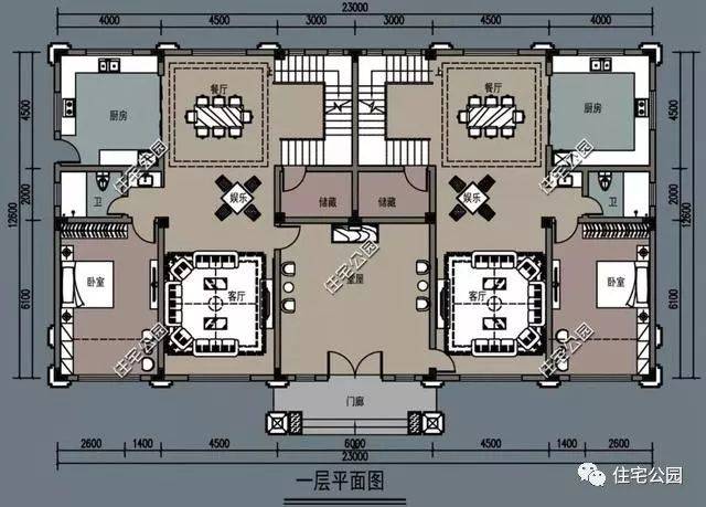 堂屋上方挑空更加空曠,室內多房間不顯沉悶.