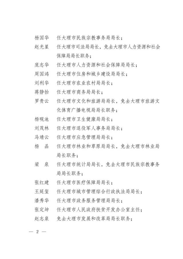 大理市人民政府关于高志宏等同志任免职的通知