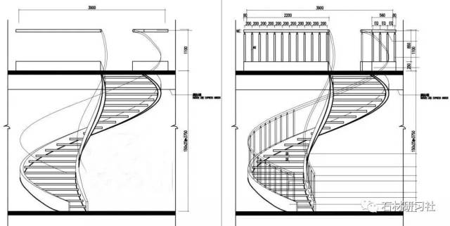 旋转楼梯的画法平面图图片