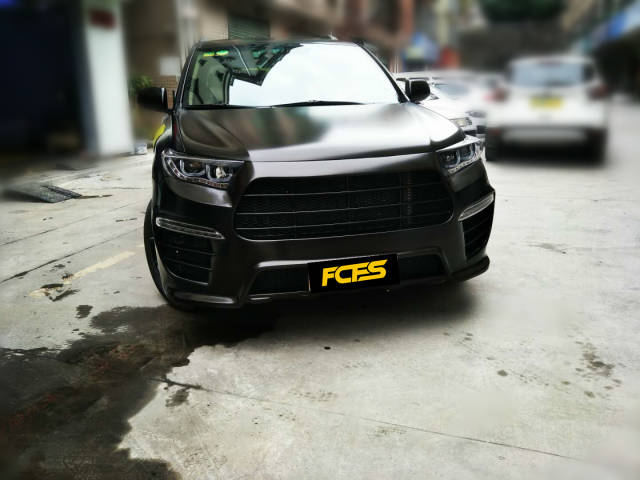 【fcfs】深圳车身改色贴膜,丰田汉兰达外观包围改装哑光黑车身改色