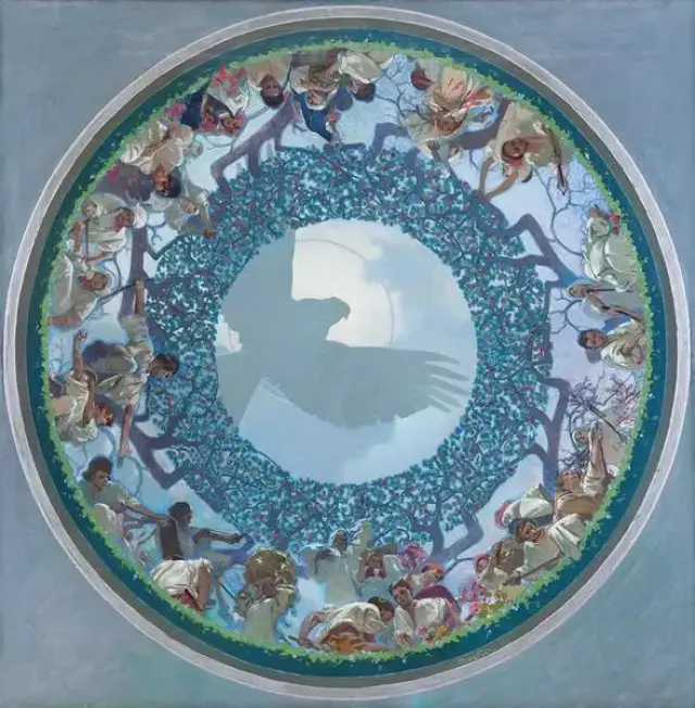 穆夏,斯拉夫民族的赞歌,480×405 cm,布面油画,1926