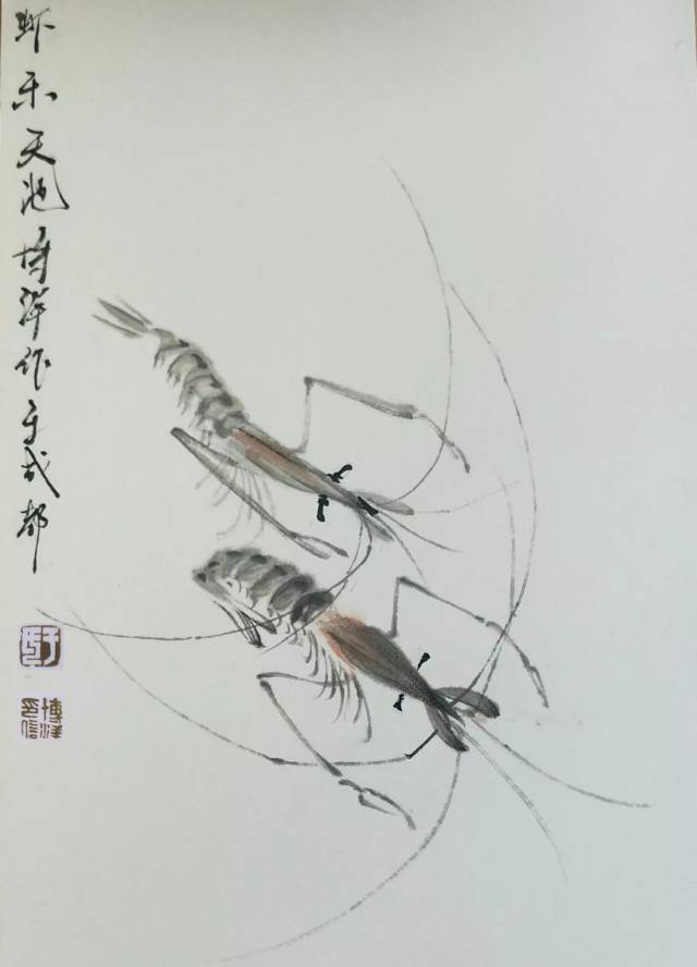 美術品・アンティーク・コレクション 齐白石 群虾图 中国画 掛け軸