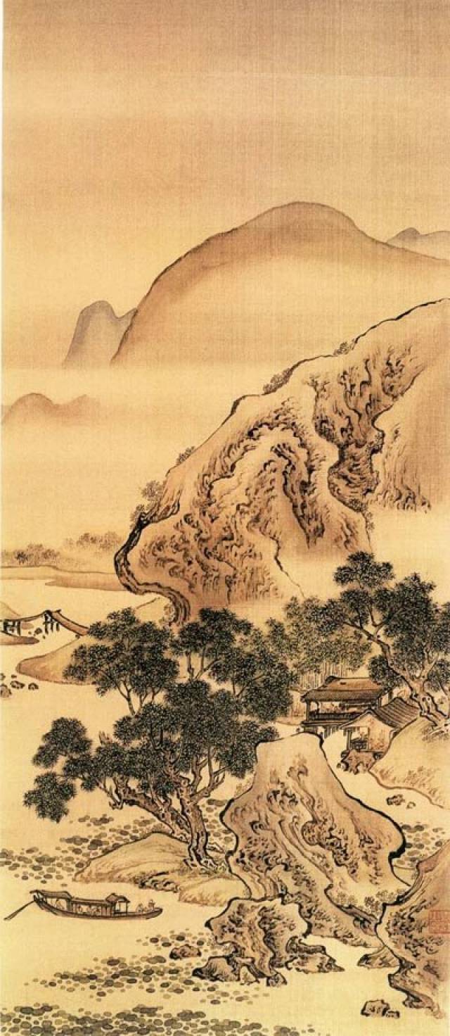 珍品旧蔵* 清代古画清代袁江【阿房宮景圖】 景畫宣紙古董品古美術古賞