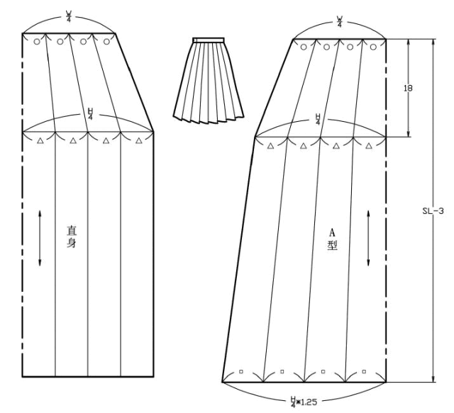 百褶裙结构制图图片图片